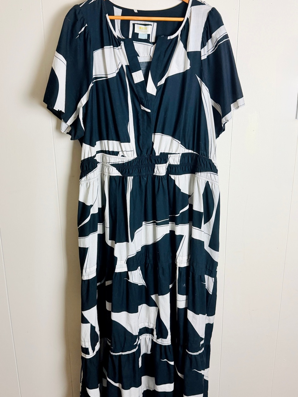 Anthropologie Black & White Graphic Maxi Dress